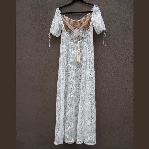 NEW FOR LOVE & LEMONS PORTALA SHEER WHITE LACE MAXI DRESS SIZE S - Picture 7 of 14